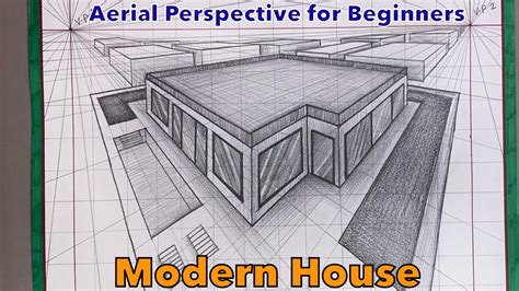 Aerial Perspective Drawing For Beginners | Modern House | Two Point Perspective | #perspective ...