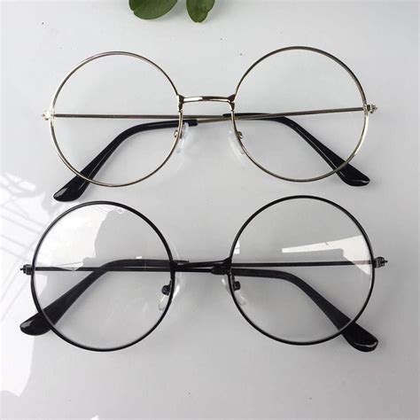 Men or Woman Retro Large Round Glasses Transparent Metal eyeglass frame ...