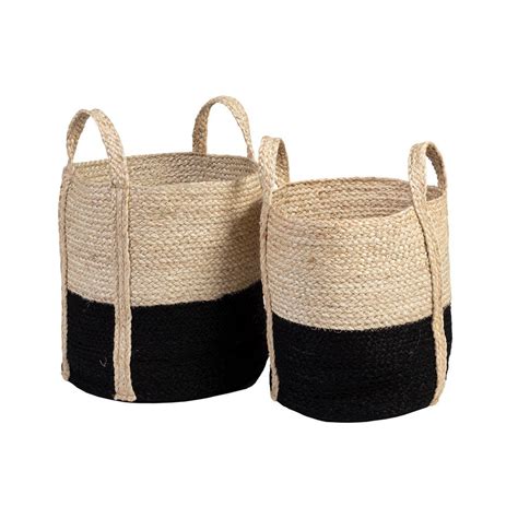 JUTE BASKET S/2 BLACK/NATURAL - Linens & More