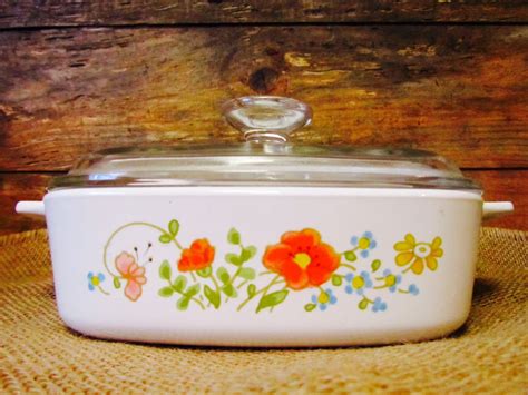 Vintage Corning Ware Wild Flower 1 Quart Casserole Dish