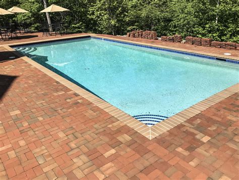 Beautifully accent your blue pool with a paver paver deck made with Pathway Full Range Thin ...