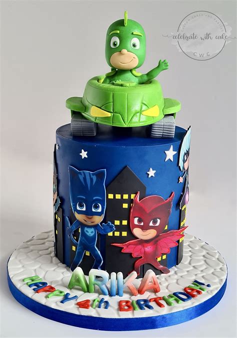 Celebrate with Cake!: Pj Masks featuring Gekko single tier Cake