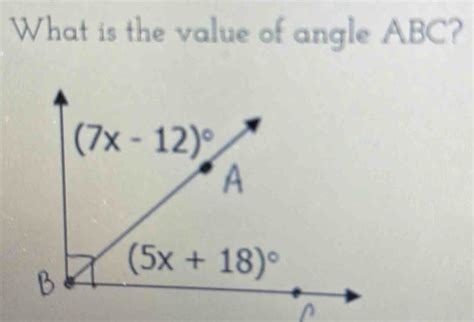 Solved: What is the value of angle ABC? [geometry]