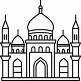 Mosque coloring Pages Outline minaret And Dome On White  sketch template