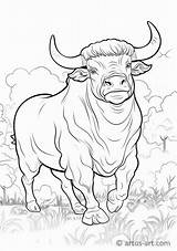 Ox Coloring Page For Kids » Free Download Artus Art sketch template