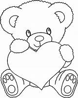 Teddy Bear With Heart Coloring Page sketch template