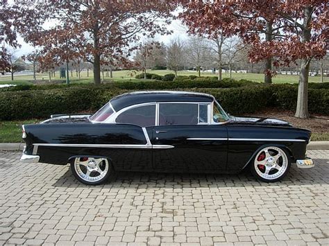 1955 Pro Touring Chevy Hardtop, Classic, Black, GM, Bowtie, HD wallpaper | Peakpx