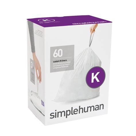 simplehuman 12 Gal. Custom Fit Trash Can Liner, Code K (60-Count) (3 ...