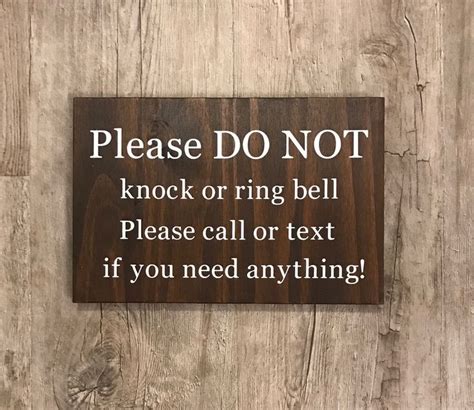 Sleeping Baby Please Do Not Knock Front Door Sign | Painted Wood Sign | Do Not Disturb | Infant ...