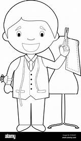 Easy coloring Cartoon Vector Illustration Of A tailor Stock  sketch template