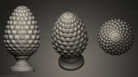 Geometric shapes - 3D Pine Cone, SHPGM_0001. 3D stl model for CNC