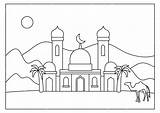 Premium Vector  Mosque Building coloring Page For Kids sketch template