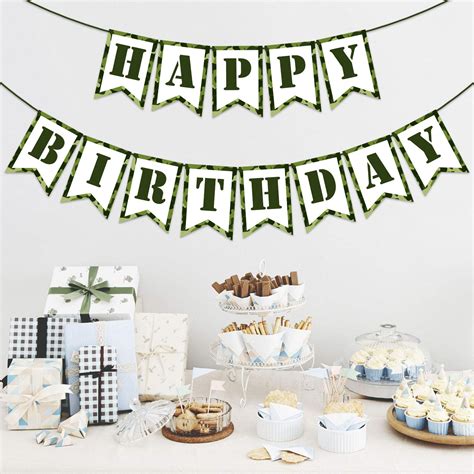 Army Birthday Decorations Camo Birthday Decorations Banner for Army ...