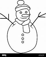 Cute Snowman Character Icon Black And White Coloring Page Outline Of A  sketch template