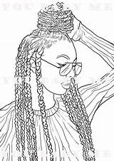 Loving My Braids Coloring Page Black Girl African  sketch template
