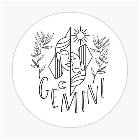 "Gemini zodiac sign sticker aesthetic delicate feminine cosmic space ...