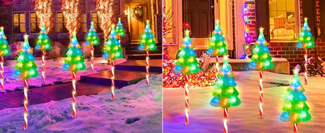 Christmas Decorations Outdoor Solar Christmas Tree Candy Cane Stake ...