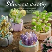 Succulent Flower Plants Potted Building Blocks Cute Flowersornaments Assemble Toys Valentines ...