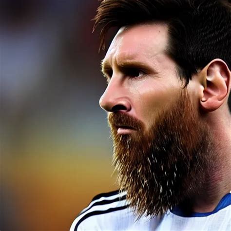 Lionel Messi with a majestic beard, closeup, cinematic | Stable ...