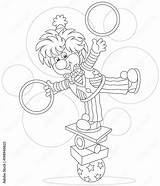 Circus Show Of A Comic Juggler  Equilibrist Friendly Smiling clown sketch template