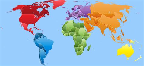 World Map - Colorful Map of the World and its Continents