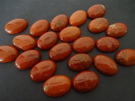 25x18mm Natural Red Jasper Cabochon, Oval Cabochon, Polished Gem, Stone ...