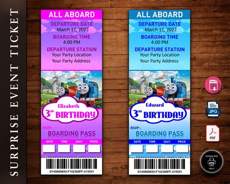 Thomas the Train & Friends Birthday Invitation Ticket Template Instant Download Just Type in ...