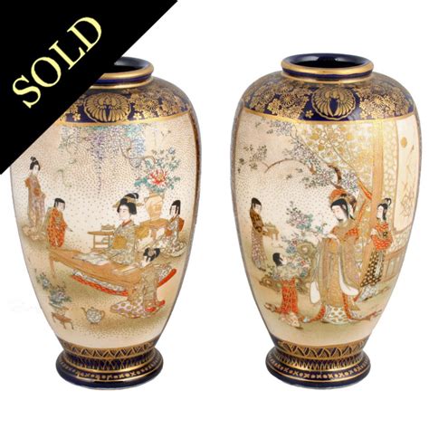 Satsuma Pottery Vases | Antique Japanese Vases | Antique Satsuma Vases