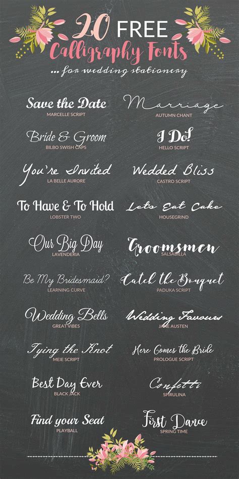 20 of the prettiest FREE calligraphy fonts for designing beautiful wedding invitations Wedding ...