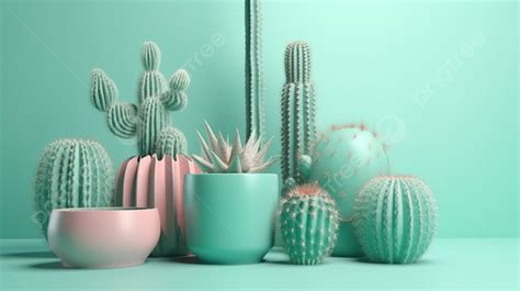 Minimalist Scene Isolated Cactus Pot On Pastel 3d Background Render, Succulent, Cactus ...