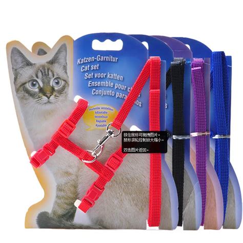 Cat Harness Nylon Adjustable Safety Control Restraint Cat Harness Soft Walk Vest Cat Collar ...