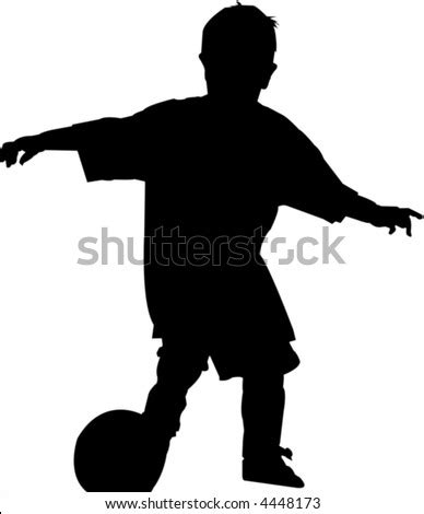 Boy Kicking Soccer Ball Silhouette Stock Vector Illustration 4448173 : Shutterstock