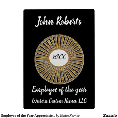 Employee of the Year Appreciation Recognition Plaque | Zazzle