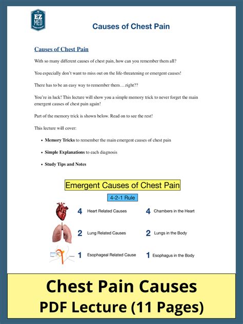 Chest Pain Causes PDF: List of Emergent Diagnoses in Men and Women — EZmed