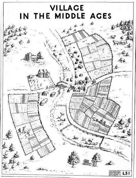 an old map shows the village in the middle ages