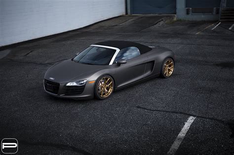 Exotic Presence of Gray Matte Audi R8 on Monaco Gold PUR Wheels — CARiD.com Gallery