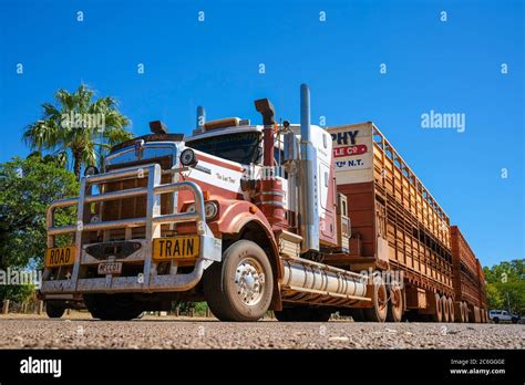 A Kenworth Road Train truck parked on the side of the road in the Northern Territory of ...