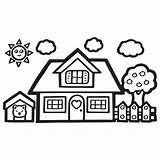 Single Cute House coloring Page For Kids 14745884 Vector Art At Vecteezy sketch template