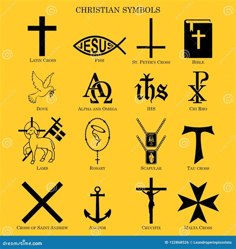 Christian Symbols. Multiple Symbols of Cristianity Stock Vector ...