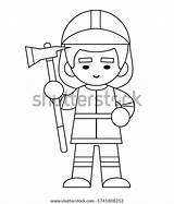 Coloring Book Children Firefighter Ax Stock Vector Royalty Free  sketch template