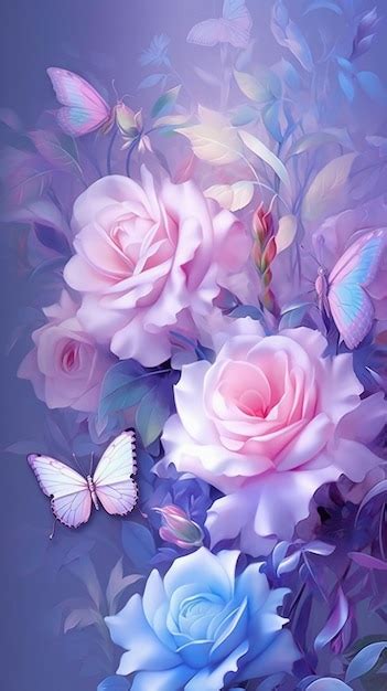 Premium AI Image | A beautiful pink roses with a butterfly on the right ...