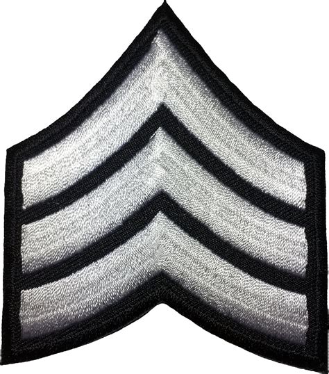 US ARMY SERGEANT STRIPE E-5 WHITE Embroidered Iron on Patch Free Shipping