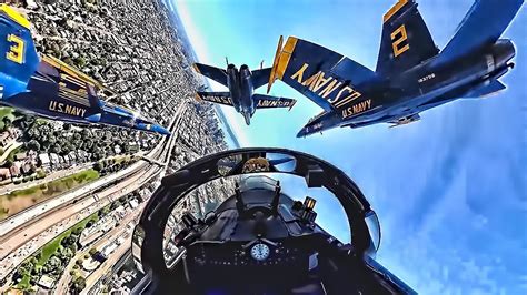US Navy Blue Angels flight demonstration squadron performs aerobatic maneuvers over Seattle’s ...