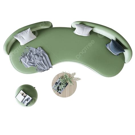 Top View Green Sofa Isolated In 3d Rendering, Sofa, Living Room, Furniture PNG Transparent ...