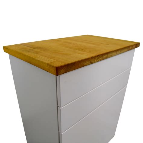74% OFF - IKEA IKEA White Butcher Block Counter Cabinet with Two Drawers / Tables