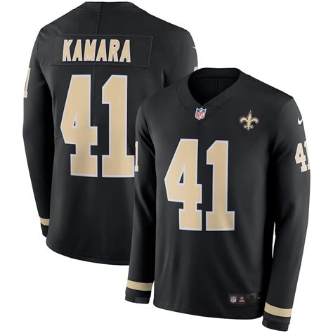 Men's Nike Alvin Kamara Black New Orleans Saints Therma Long Sleeve ...