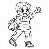 Back To School Happy Student Isolated Coloring Stock Vector  sketch template