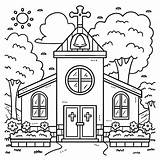 Premium Vector  Christian Church Coloring Page For Kids sketch template
