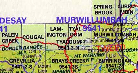 Tyalgum 9541-3N NSW Topographic Map - Printed - A.B.C. Maps