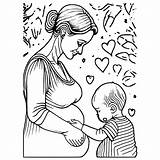 Pregnant Mothers Newborns Coloring Page · Creative Fabrica sketch template
